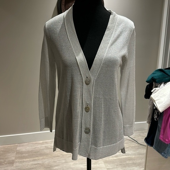 Chico's white glittery cardigan woman size XS - Picture 2 of 8